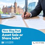 Business owner choosing between an asset purchase agreement and a share purchase agreement on a boardroom table